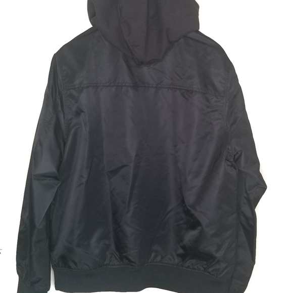 Original Use Mens Black Hooded Bomber Jacket - Picture 5 of 9